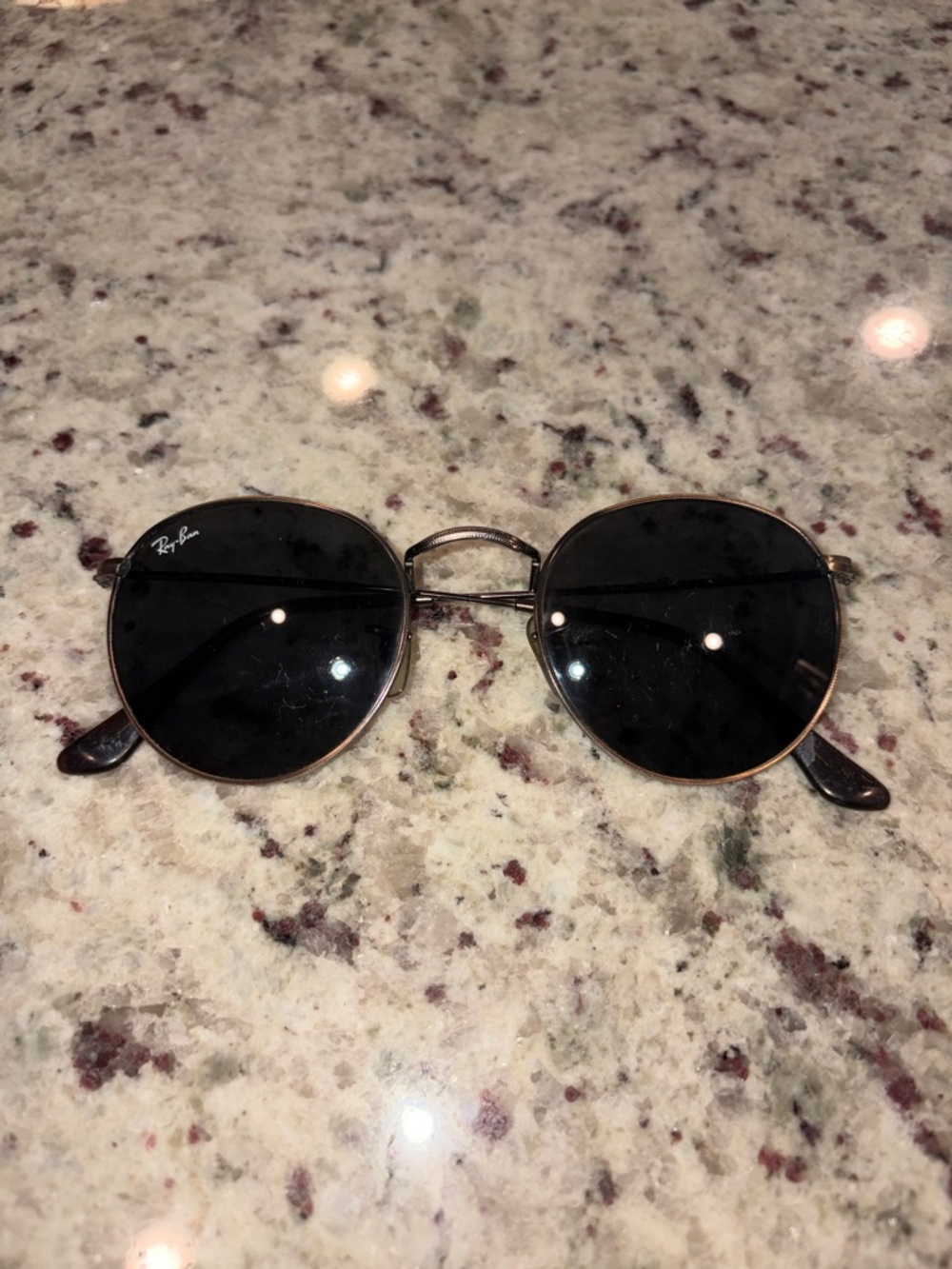 Ray-Ban Gold Frame Sunglasses with Black Lenses